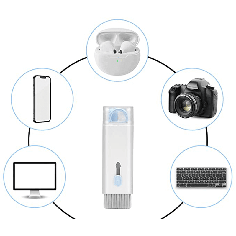 Limpeza Total: Transforme Seu Mundo Digital com o Kit Exclusivo 7 em 1 Eletrônico! Teclado, Fone de Ouvido, Escova Anti-Poeira, Ferramenta para Earbuds, Celular, Laptop e Câmera - Dutra Stores