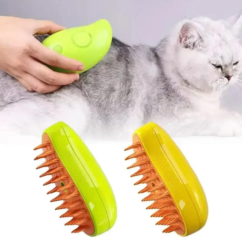 Escova de vapor para gatos, escova elétrica para massagem de animais de estimação, pente para remoção de pelos - Dutra Stores