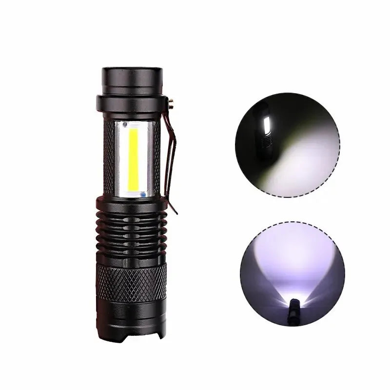 COB Mini Zoom Strong Light Flashlight Q5 Outdoor Waterproof,Strong Light Torch Mini Multifunctional Aluminium Alloy Flashlight