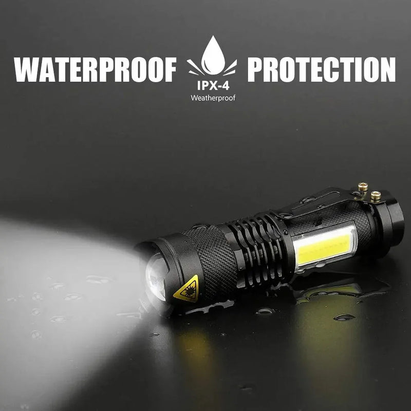 COB Mini Zoom Strong Light Flashlight Q5 Outdoor Waterproof,Strong Light Torch Mini Multifunctional Aluminium Alloy Flashlight