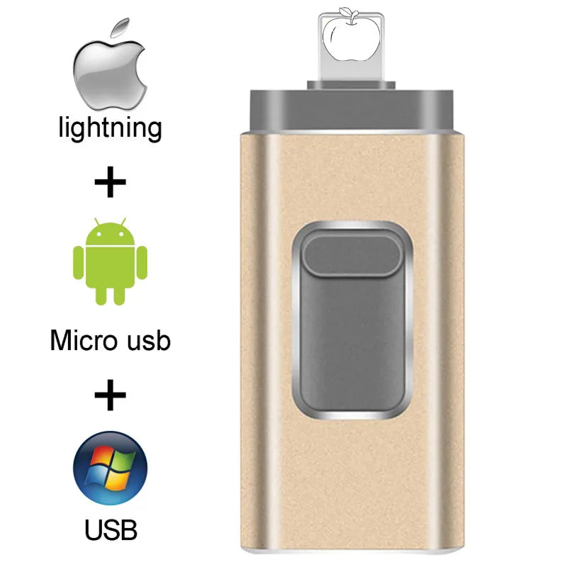 Pendrive 128GB 3 in 1 iPhone USB Flash Drive OTG 32GB Pendrive 3.0 Cle Usb Flash Drive 64GB For for iPhone /Android/Tablet PC